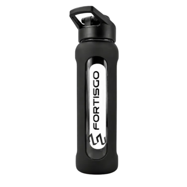 Shaker szklany CZARNY FortisGO z akcesoriami