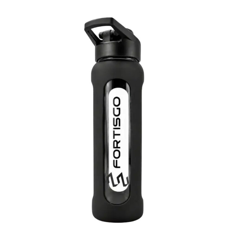 Shaker szklany CZARNY FortisGO z akcesoriami