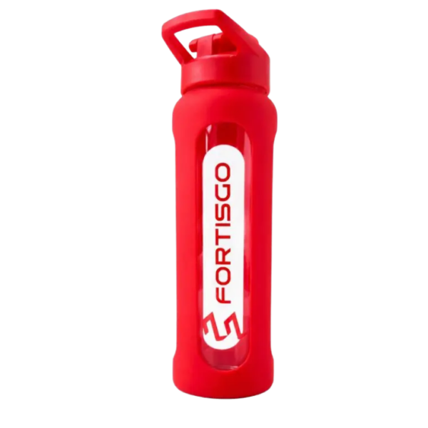 Shaker szklany CZERWONY FortisGO z akcesoriami
